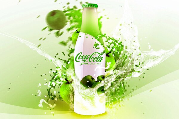 Green bottle of Apple Coca-Cola