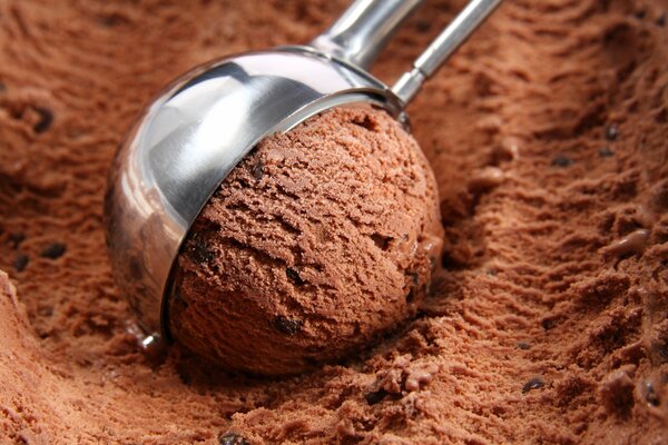 A ball of delicious chocolate ice cream