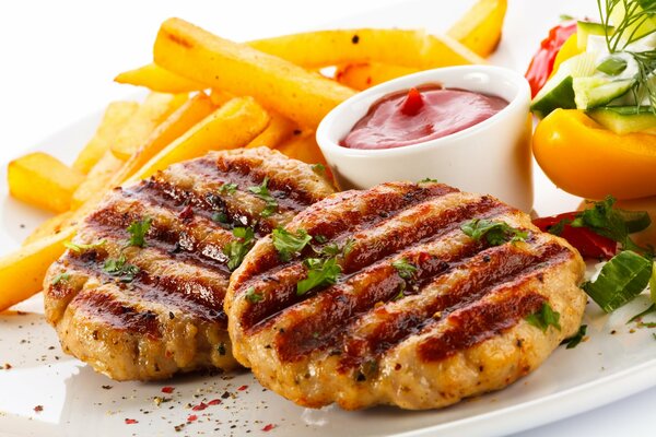 Grilled cutlets with French fries