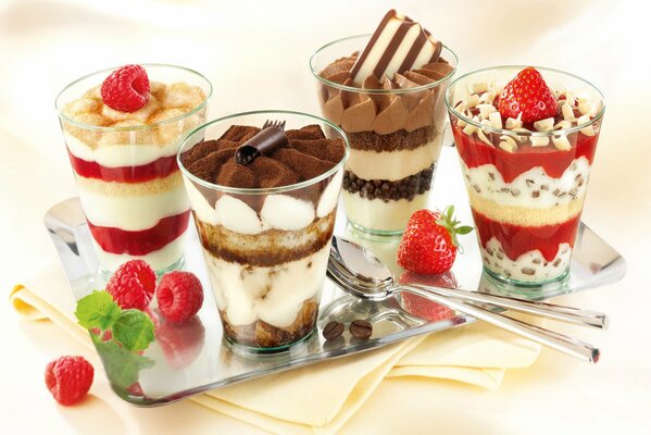 Delicious desserts on a tray