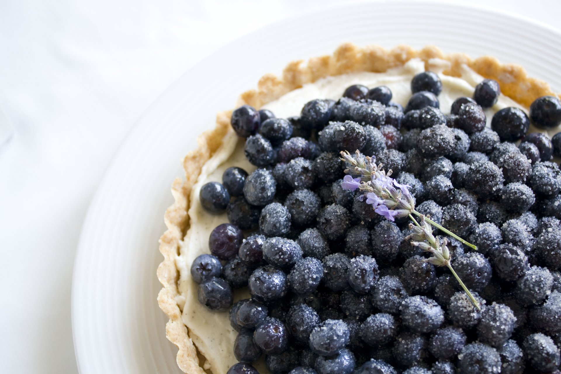 nourriture tartelette myrtille baie plat fleurs lavande sucre