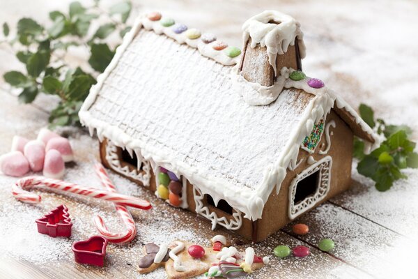 Casa di marzapane con caramello, foto di Capodanno