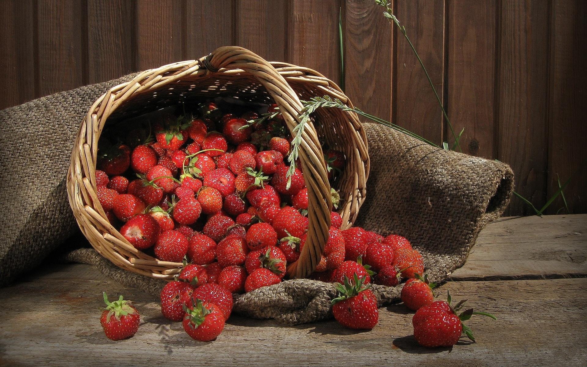 berries strawberries basket basket dew tree