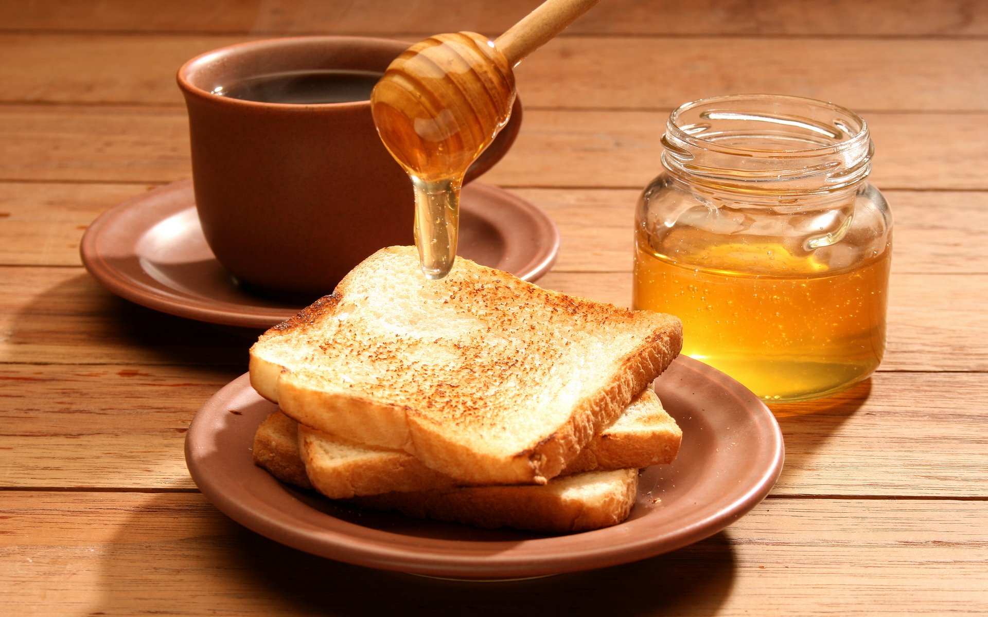 toast dose honig essen lecker frühstück tasse kaffee tee