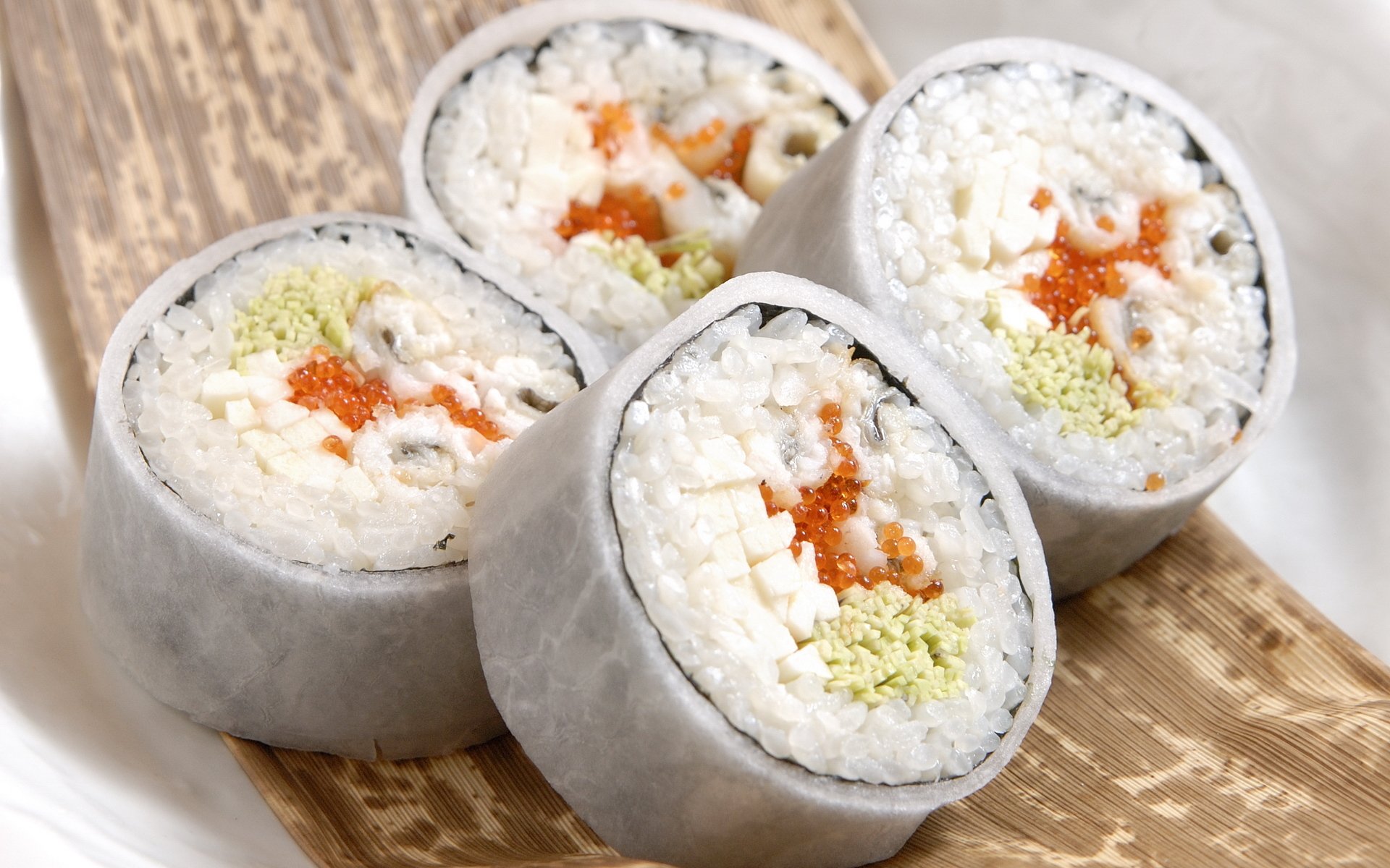 sushi rollos arroz pescado caviar comida macro alimentos macro 1920x1200