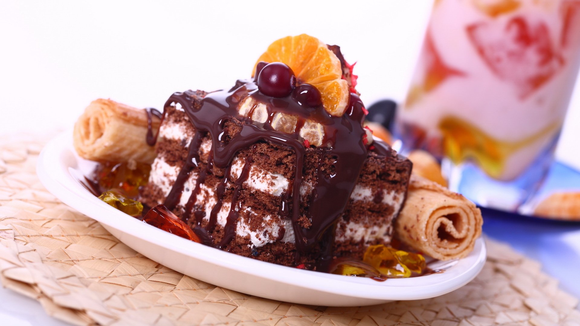 cake chocolate dessert sweet food cream orange sweets food orange 1920x1080