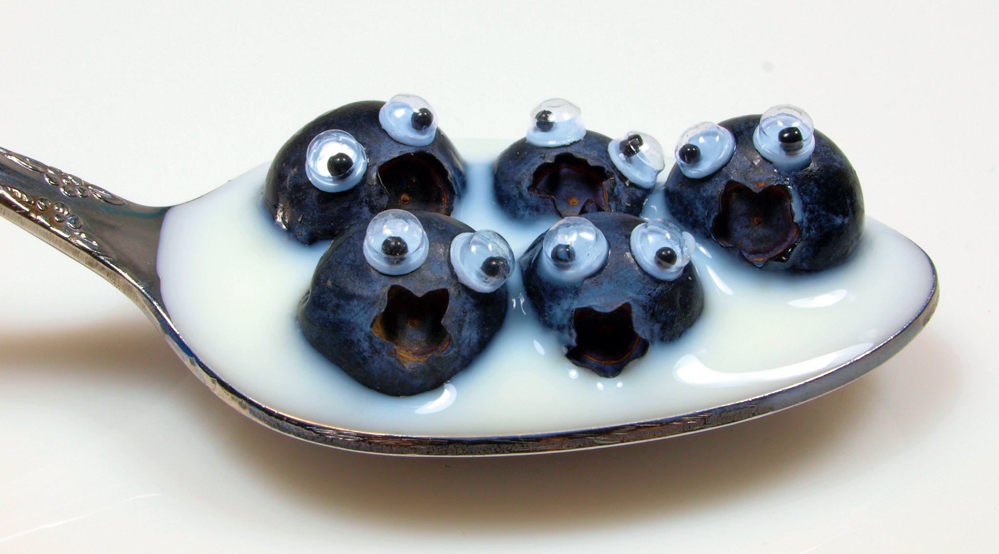 poon milk cream blueberries berries eyes humor
