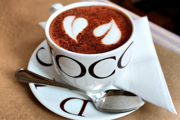 Beautifully decorated coffee in a cup
