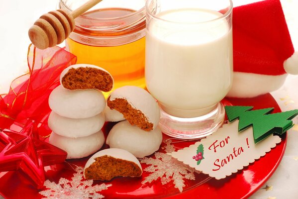 Cookies with milk and honey for Santa
