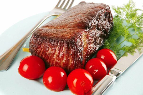 Carne con tomates Cherry y eneldo