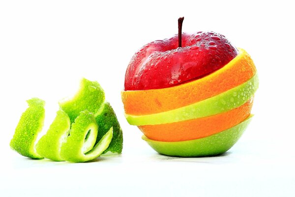 Fruits pomme orange vert rouge orange