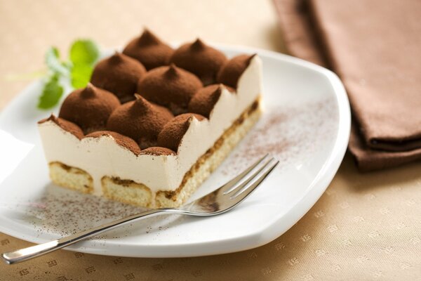 Sweet cream dessert with cocoa sprinkles