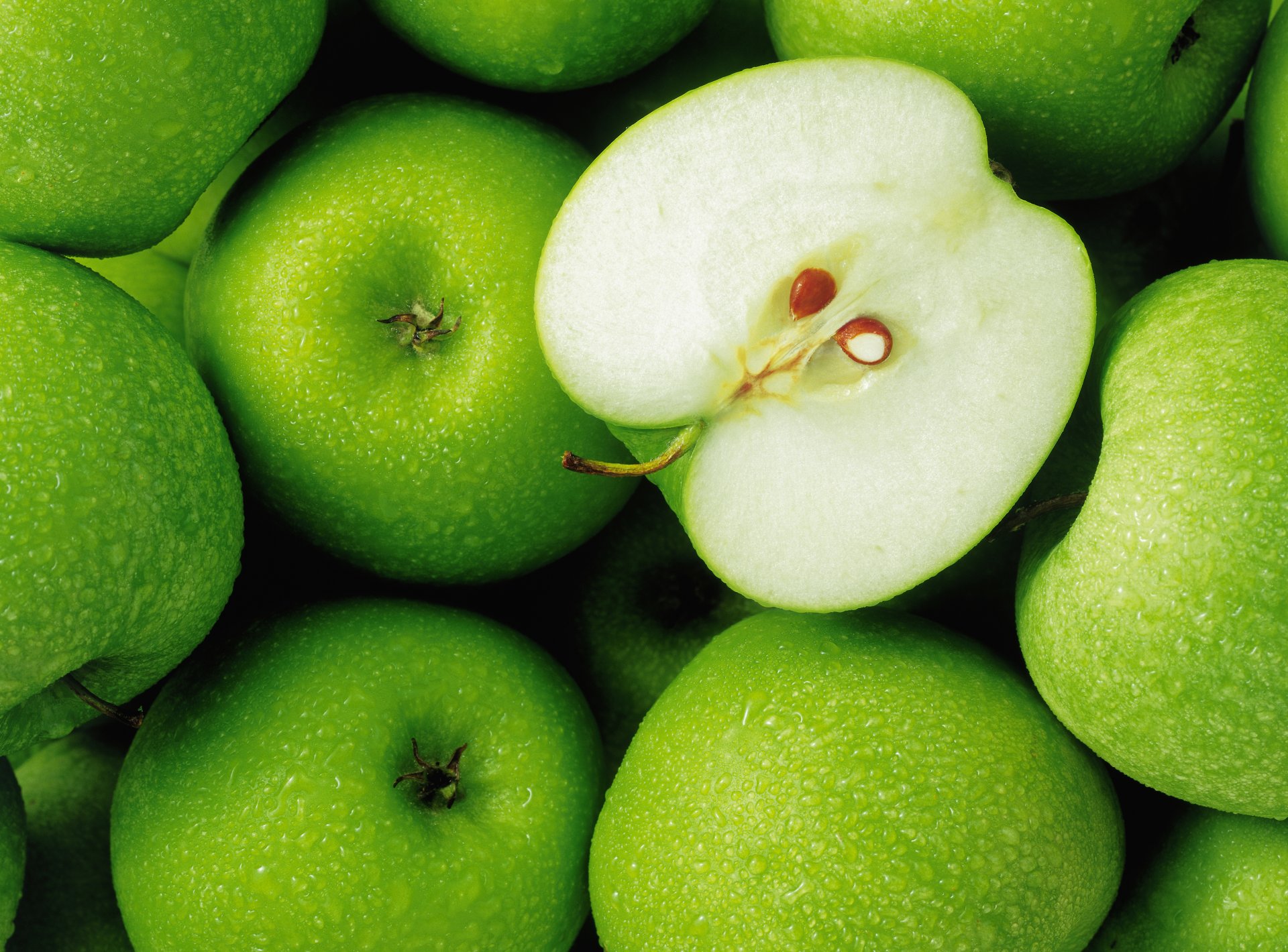 äpfel essen grün tropfen