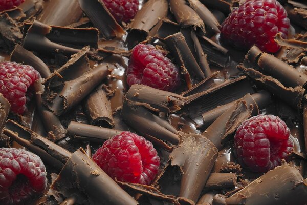 Chocolate chips and delicious raspberries