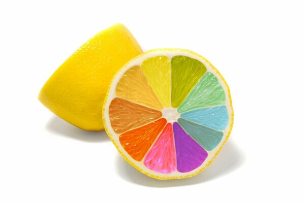 Bunte Zitrone im minimalistischen Stil