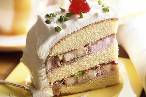 Sweet food cherry cake