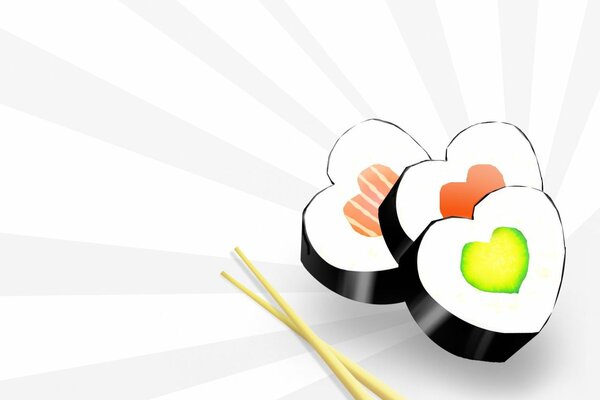 Comida de sushi minimalista con palillos