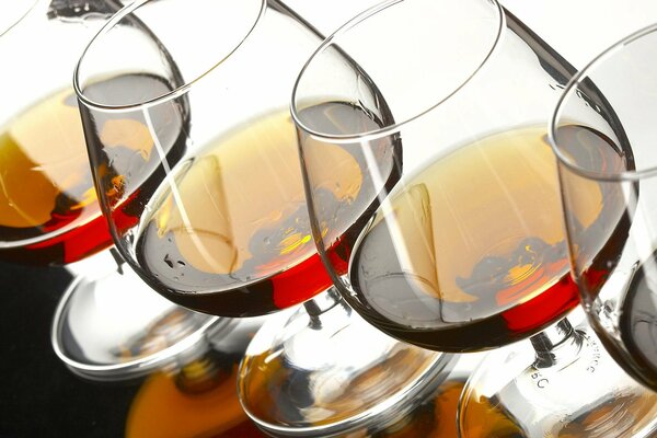 Aromatic cognac in glass glasses