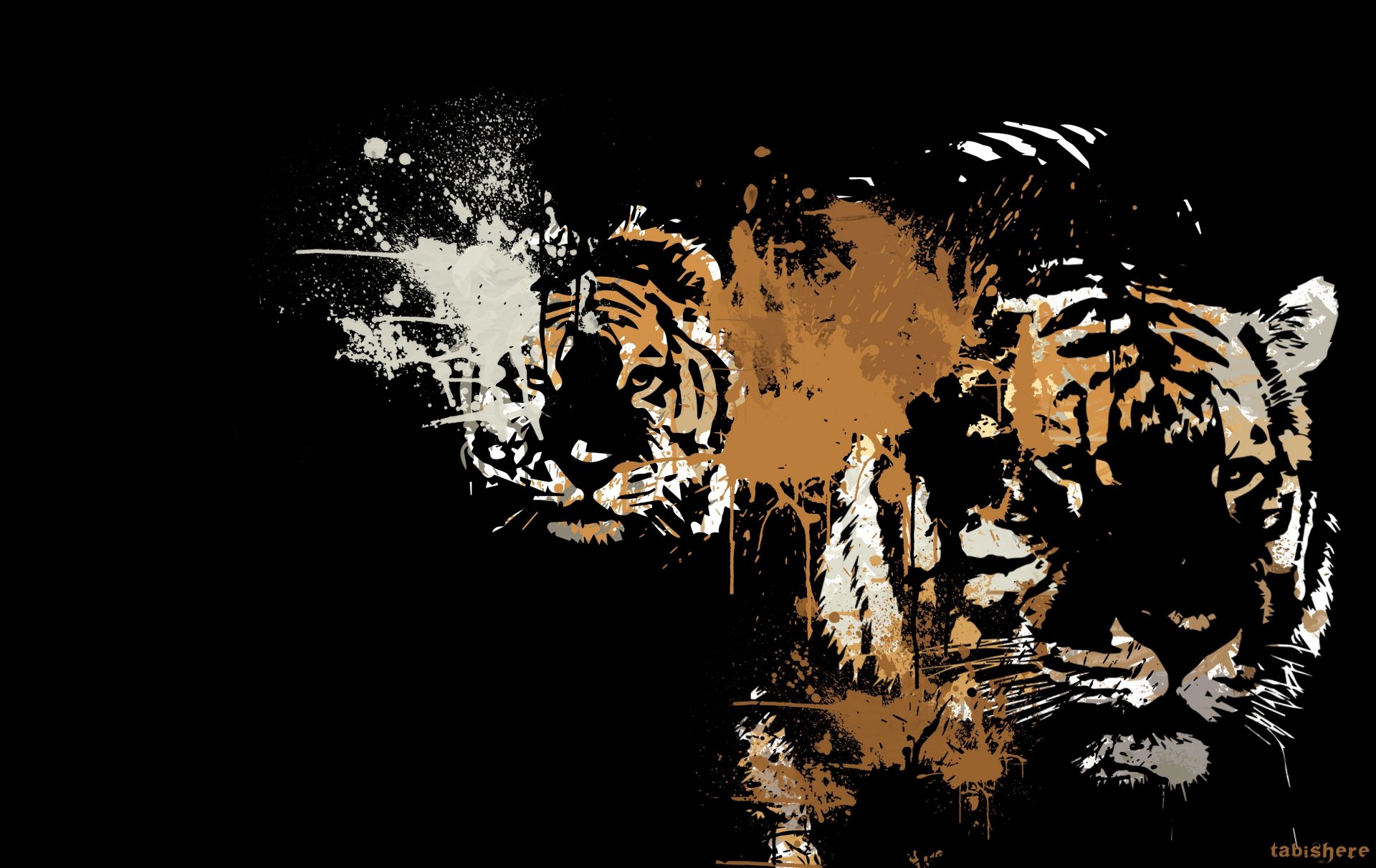 animals predators tigers color art black background