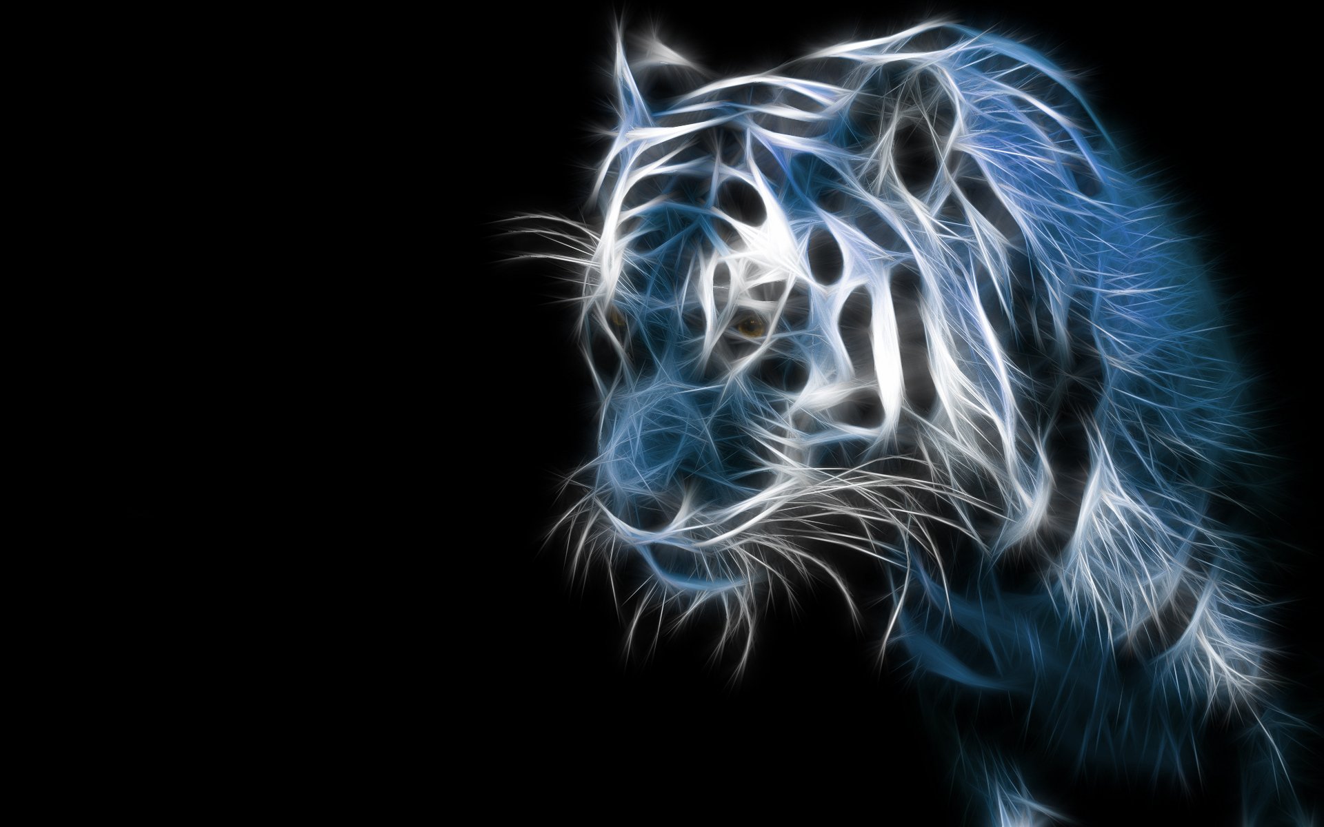 3d tiger dark black background