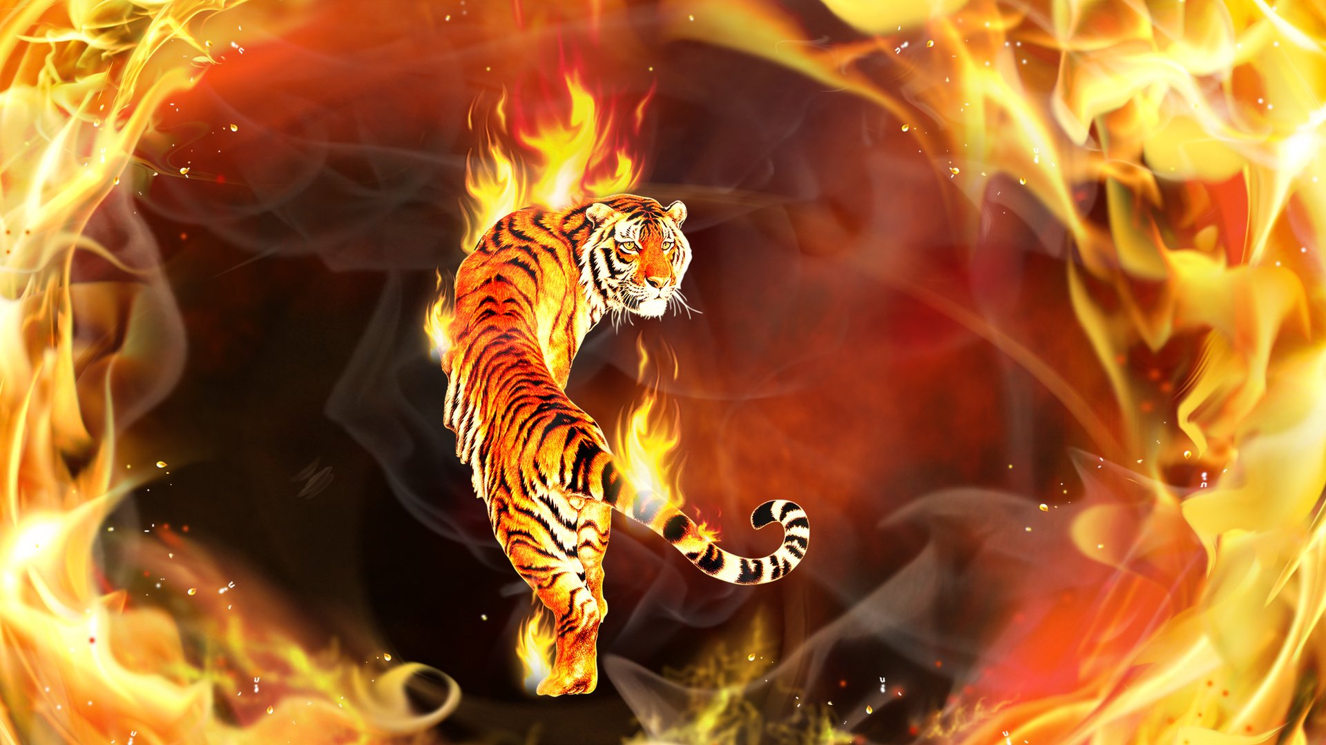 tigre fuego llama