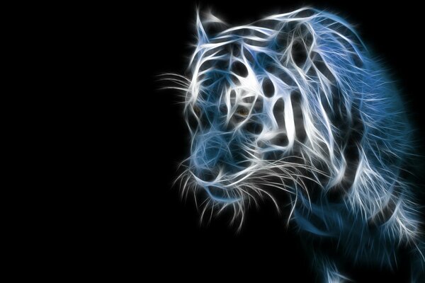 Tigre 3D y fondo negro oscuro