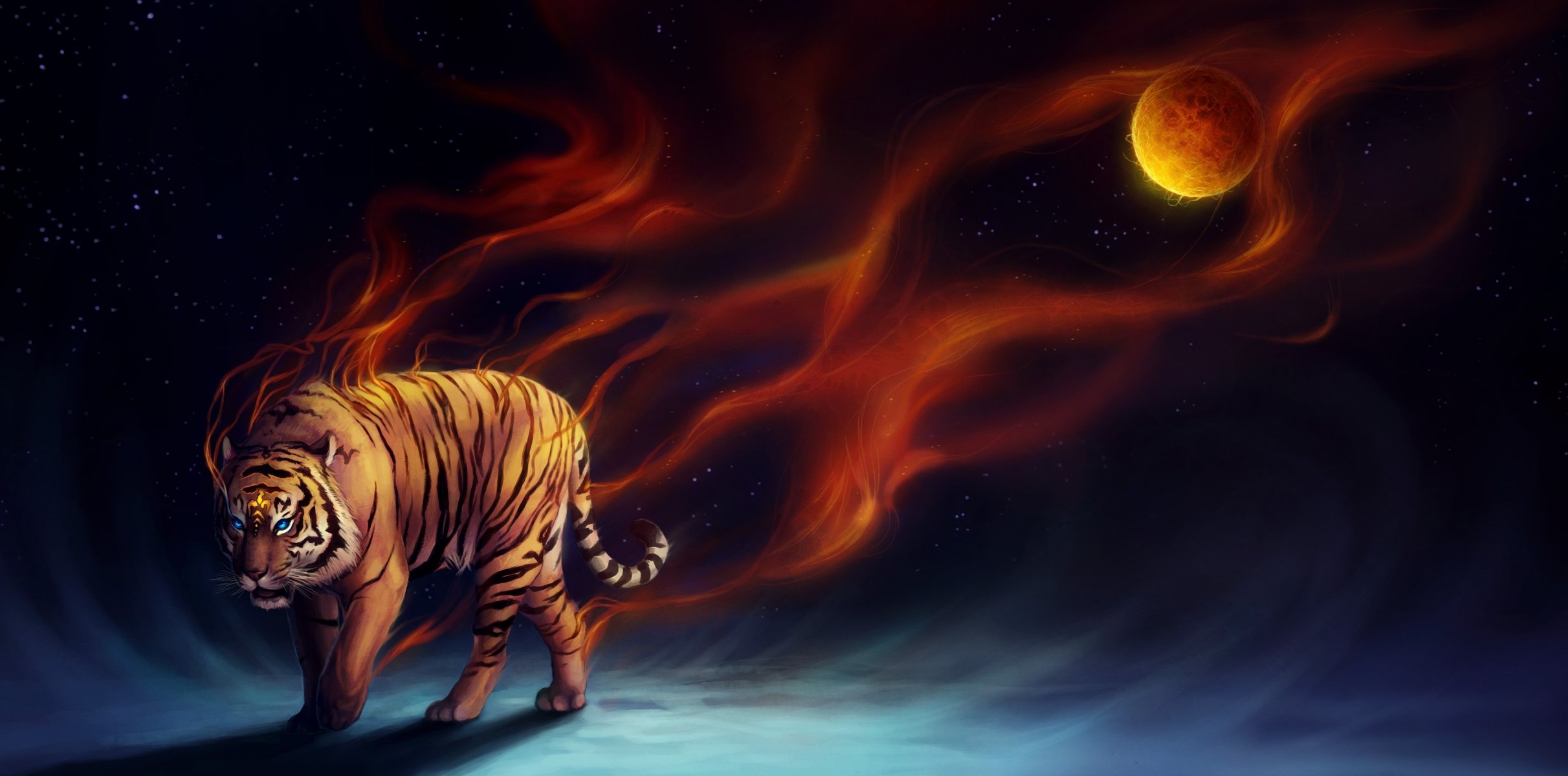 kunst sanguisgelidus tiger planet feuer