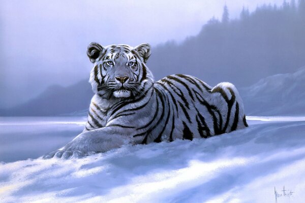 Arte della tigre siberiana delle nevi