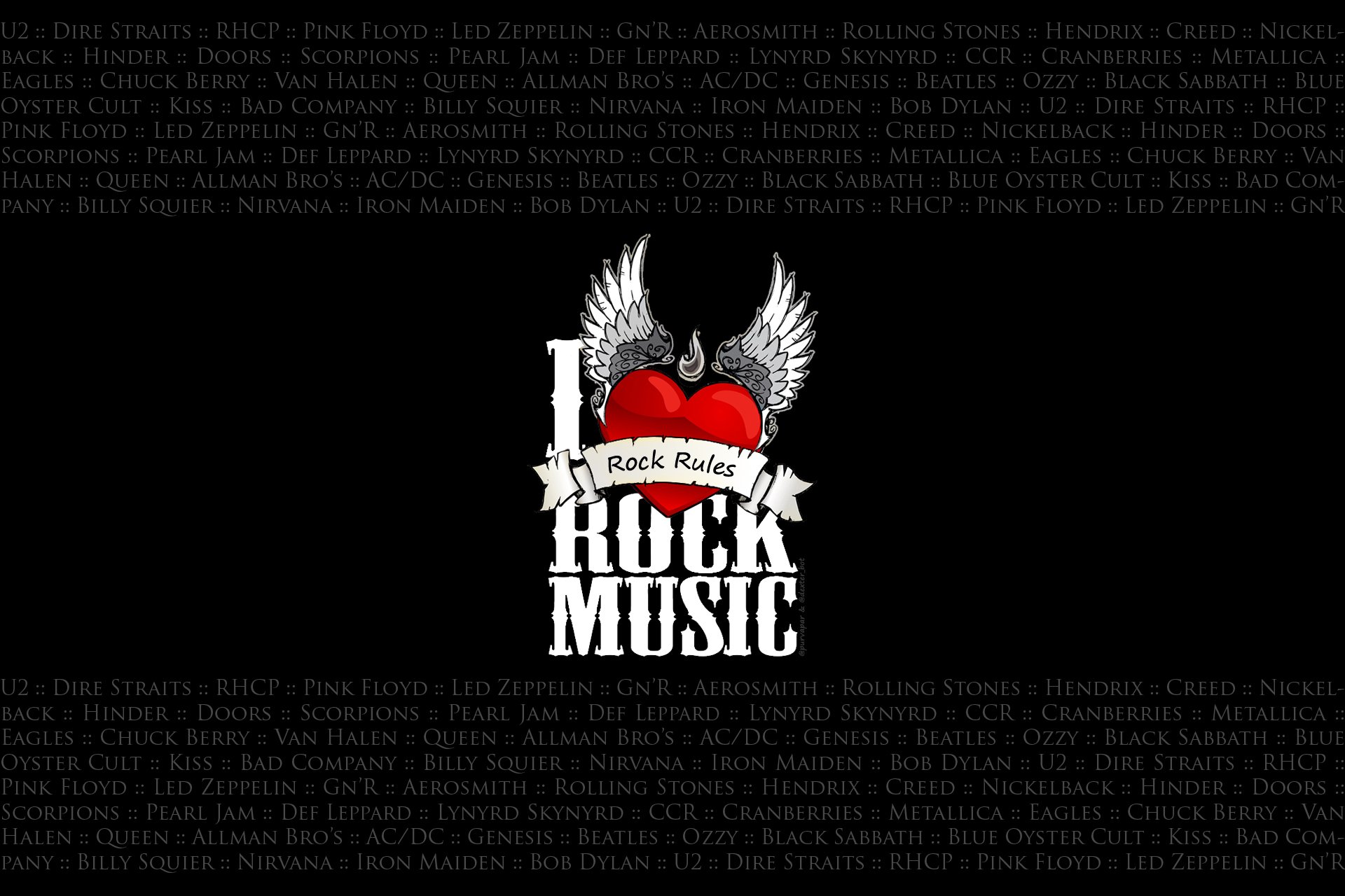 rock musique coeur ailes fond noir