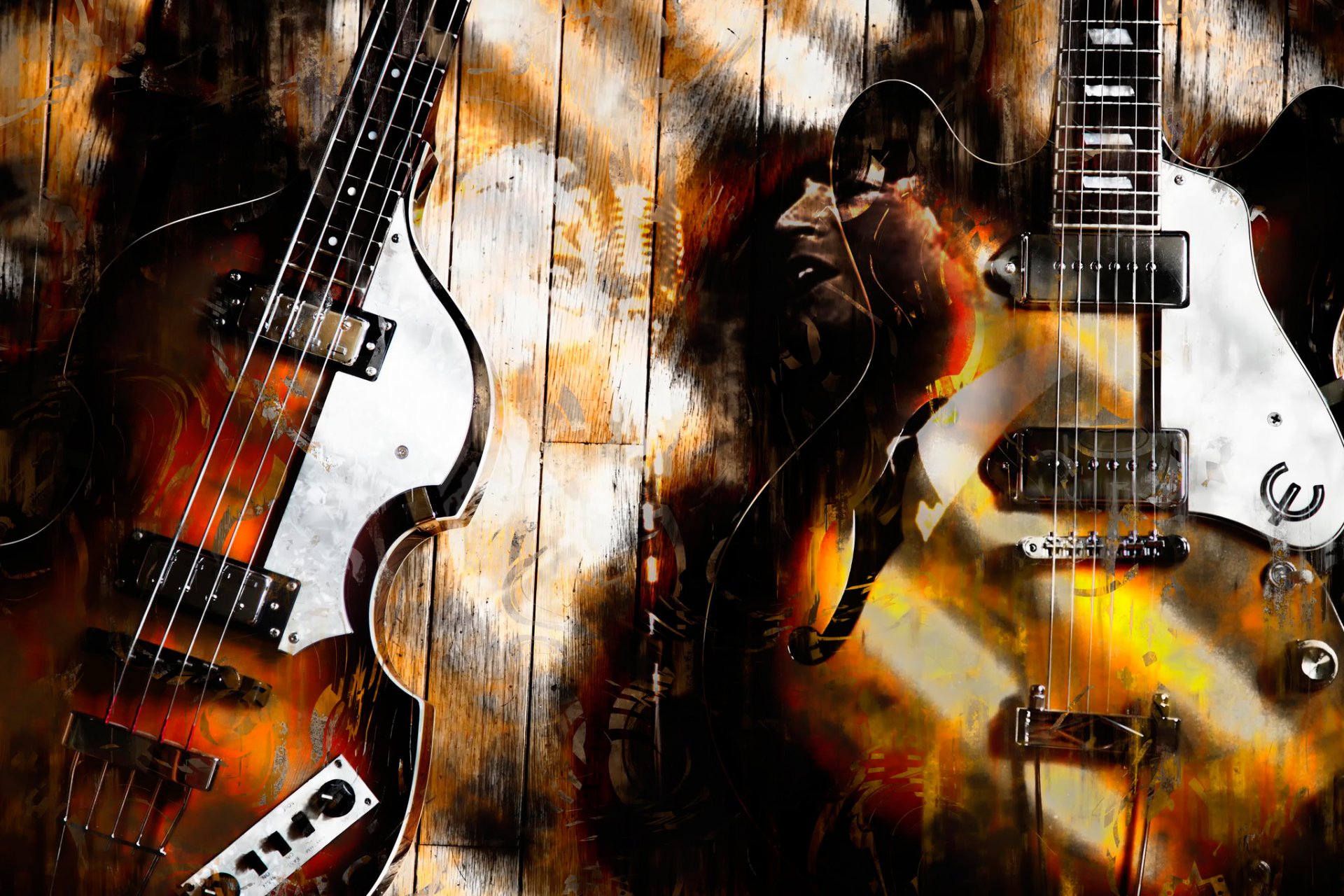 dúo legendario guitarras paul mccartney arte