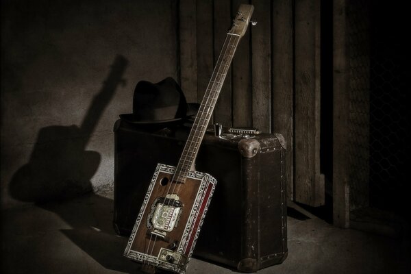 Photo of a beautiful guitar in retro style