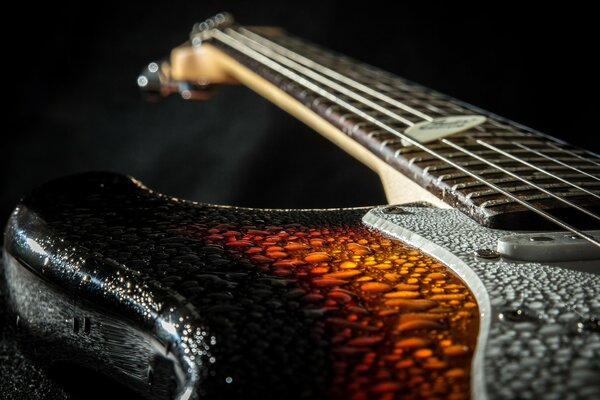 Electric guitar in macro shooting