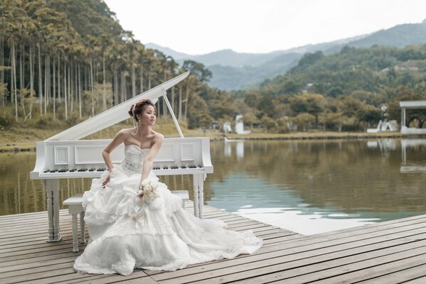 Photo de mariage sur le lac