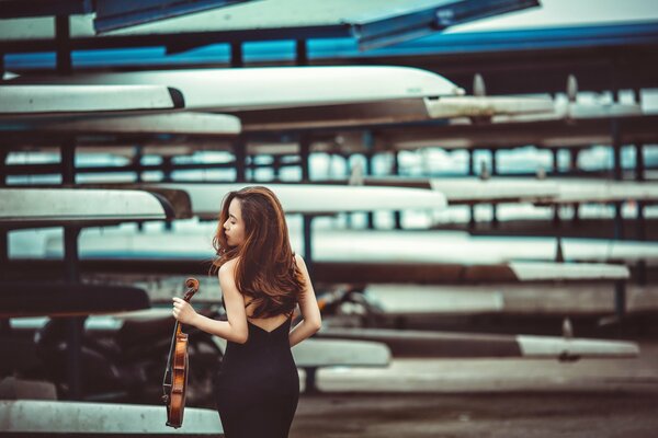 Beautiful girl with a violin photo