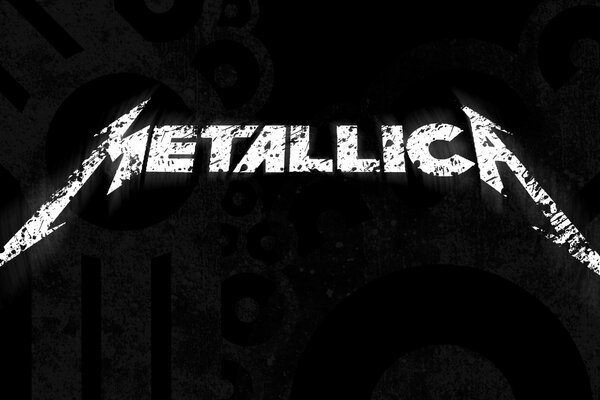 Logo bianco della band metallica su sfondo nero
