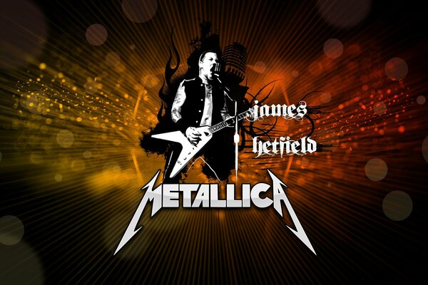 James hatfield von der Band metallica singt und spielt Gitarre