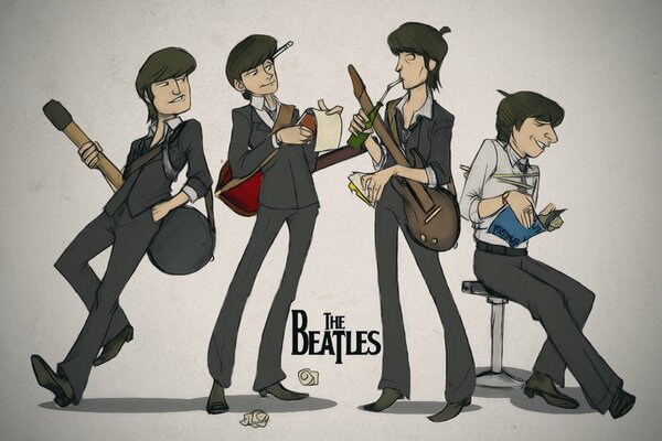 Grafikzeichnung der Beatles-Gruppe