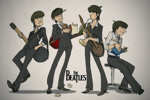 Graphic drawing of the Beatles