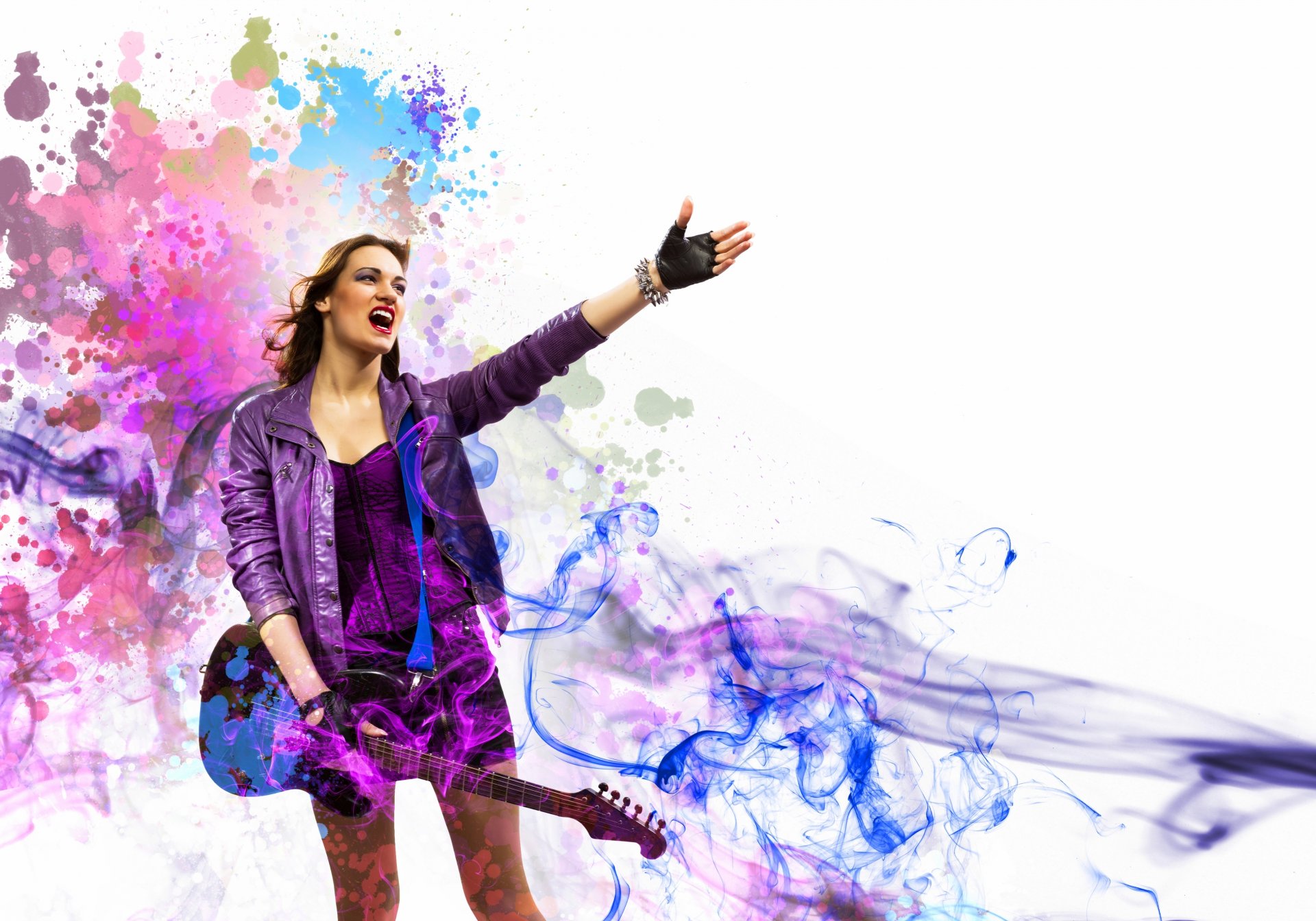 girl guitar music rock smoke