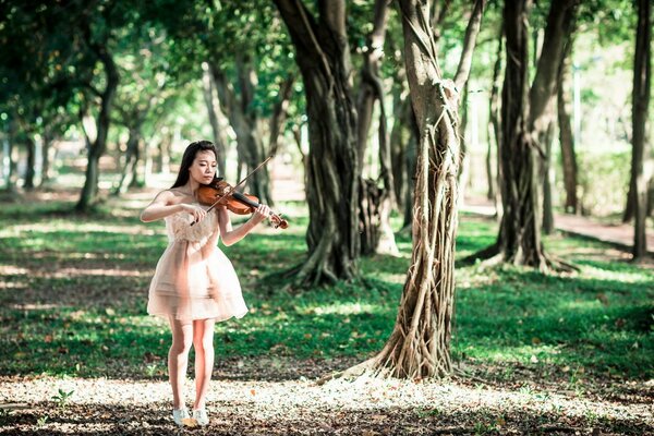 Fond d écran fille avec violon