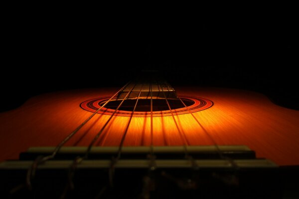 Acoustic guitar under the light