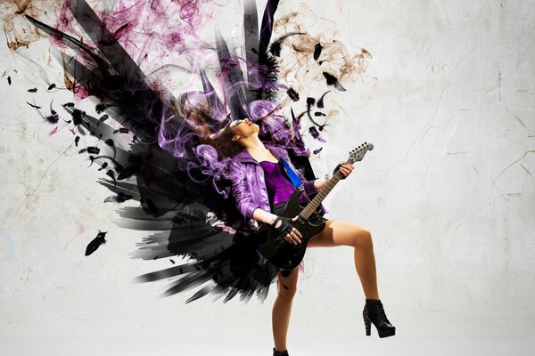 Изображение рок девушки с гитарой