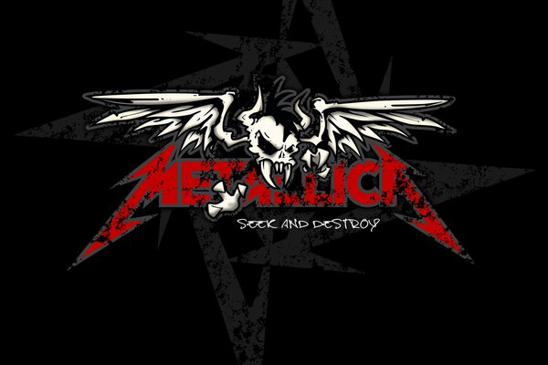 Banda Metallica logo rojo con cráneo