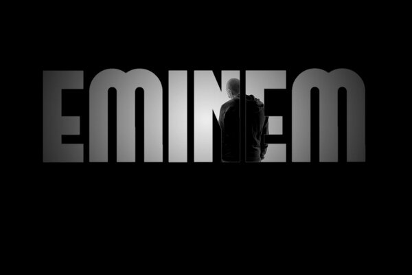 Rapper Eminem Schriftzug auf schwarzem Hintergrund