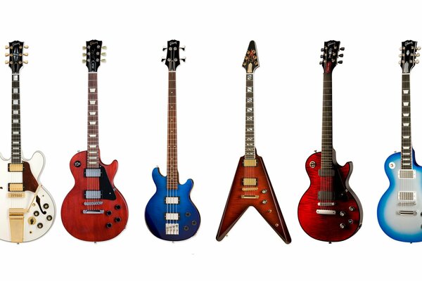 Шесть видов разных гитар