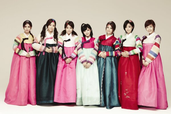 Korean women in national costumes