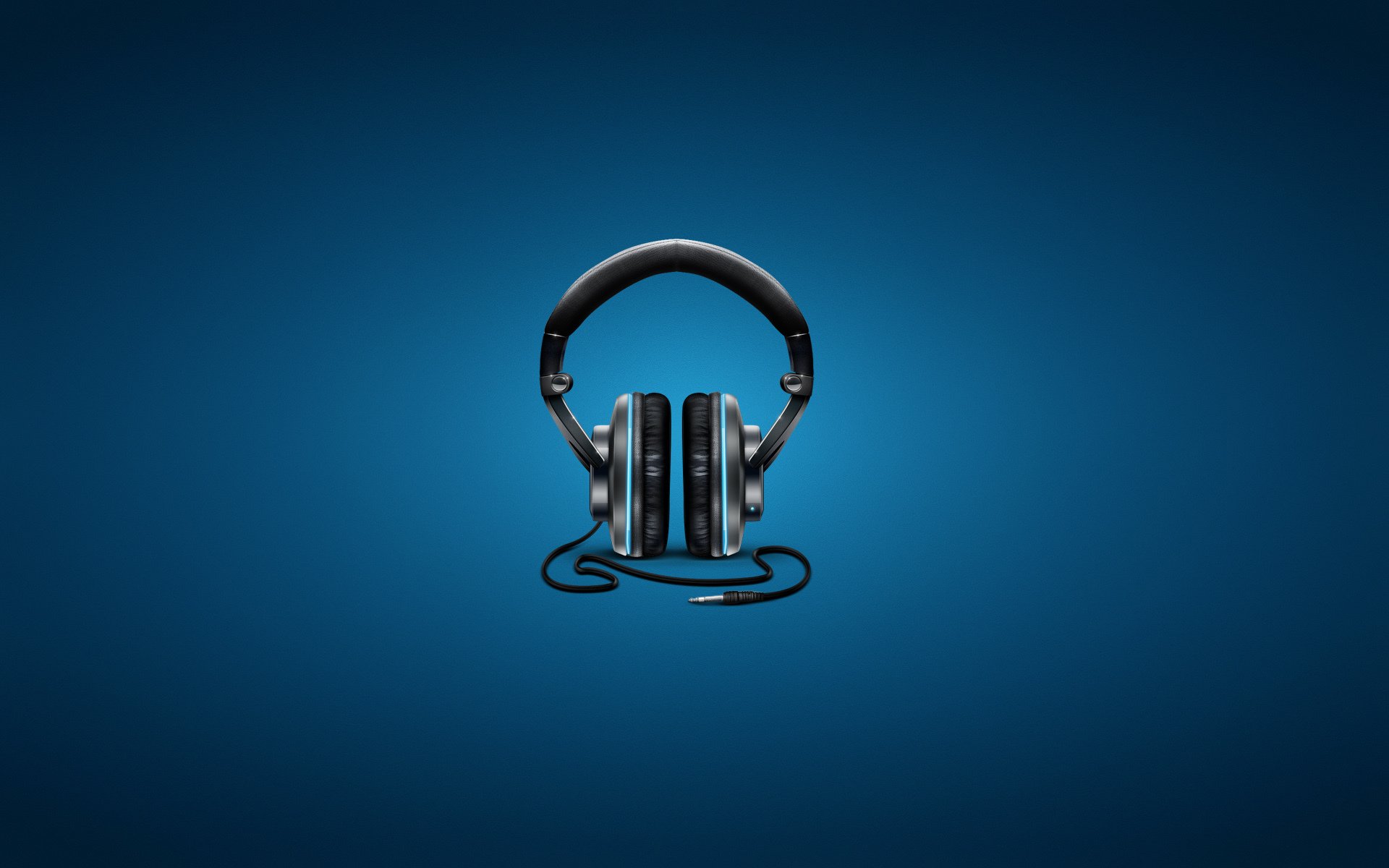 auriculares fondo azul cable música