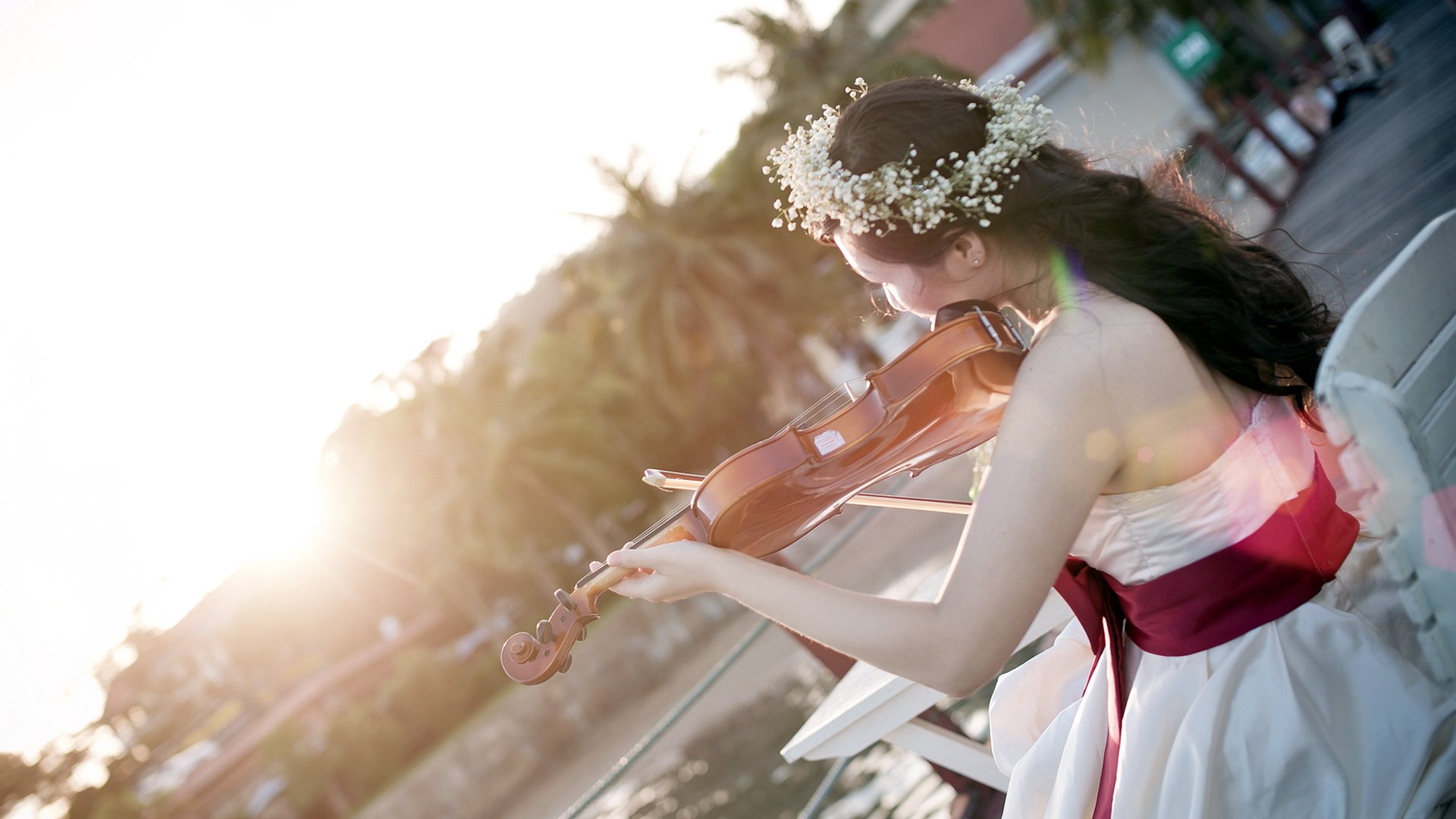 fille musique lumière violon