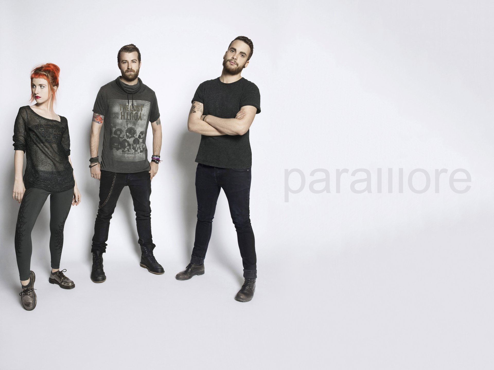 paramore hayley williams jeremy davis taylor york promo zdjęcie rock alternatywny punk pop hayley jeremy taylor szary tło paramore rock zespół