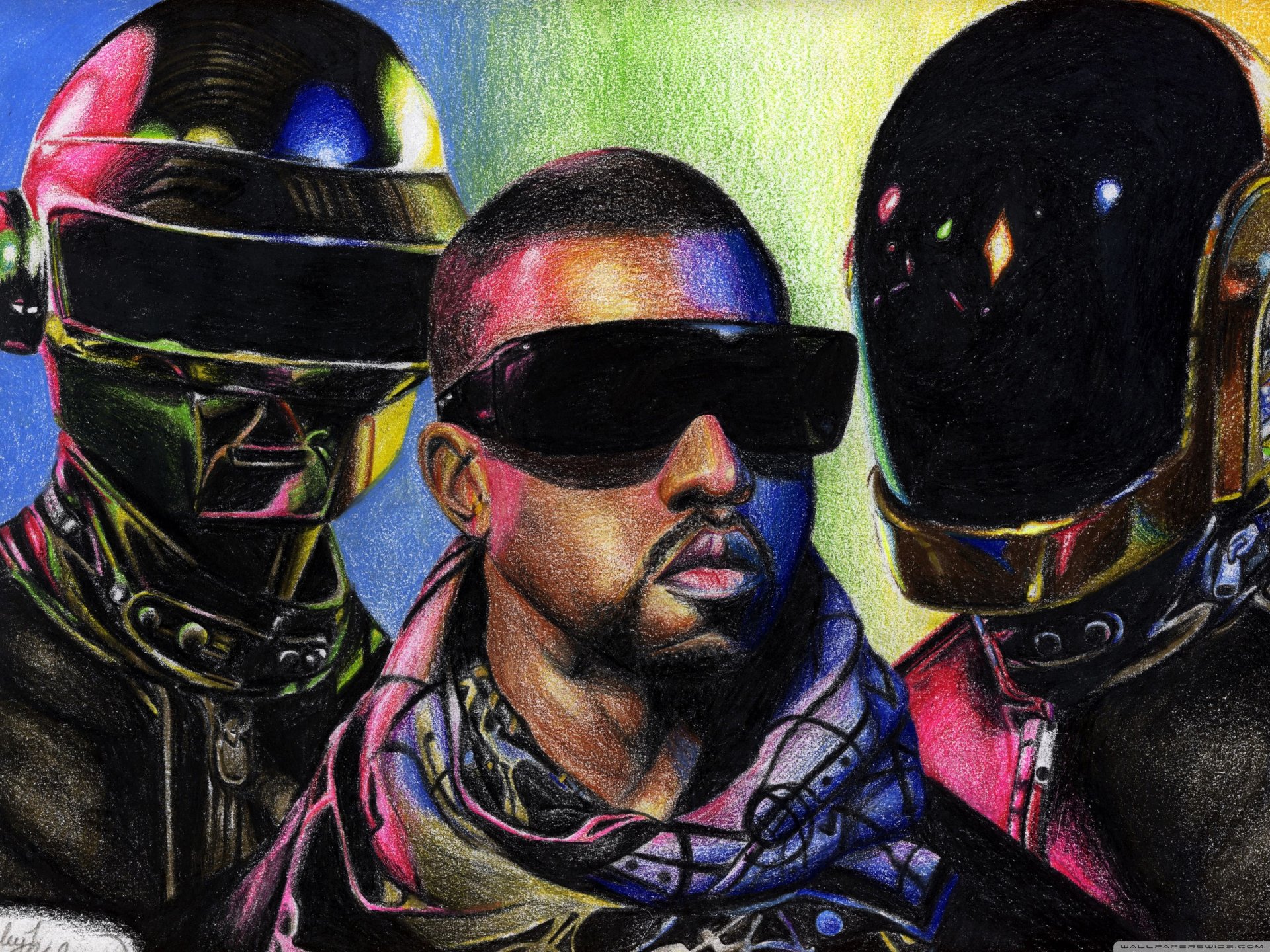 thomas bangalte thomas bangalter kanye west guy-manuel de omem christo guy-manuel de omem christo daft punk daft punk art dessin musique